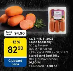 Tesco Tesco Špekáčky nabídka