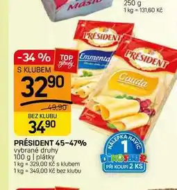 Flop PRÉSIDENT 45-47% vybrané druhy 100 g | plátky nabídka