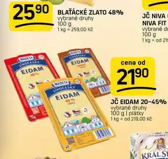 JČ EIDAM 20-45% vybrané druhy 100 g | plátky