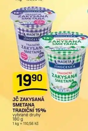 JČ ZAKYSANÁ SMETANA TRADIČNÍ 15% vybrané druhy