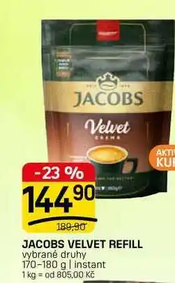 Flop JACOBS VELVET REFILL vybrané druhy 170-180 g | instant nabídka