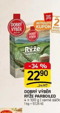 Flop DOBRÝ VÝBĚR RÝŽE PARBOILED 4 x 100 g | varné sáčky nabídka