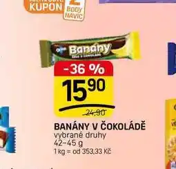 Flop BANÁNY V ČOKOLÁDĚ vybrané druhy nabídka