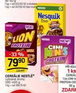 Flop CEREÁLIE NESTLÉ* vybrané druhy nabídka