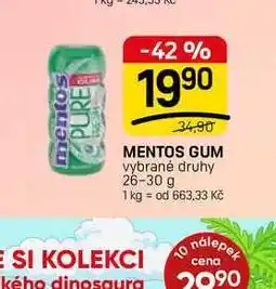 Flop MENTOS GUM vybrané druhy nabídka