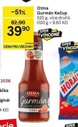 Tesco Otma Gurmán Kečup, 520 g, více druhů nabídka