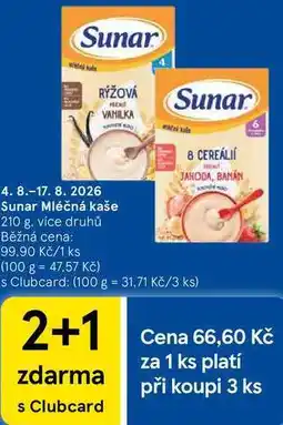 Tesco Sunar Mléčná kaše nabídka