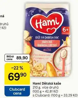 Tesco Hami Dětská kaše, 210 g, více druhů nabídka