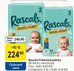 Tesco Rascals Prémiové plenky, 26-54 ks, více druhů nabídka