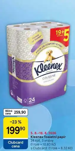 Tesco Kleenex Toaletní papír, 24 rolí, 3 vrstvy nabídka