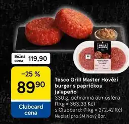 Tesco Tesco Grill Master Hovězí burger s papričkou jalapeño nabídka