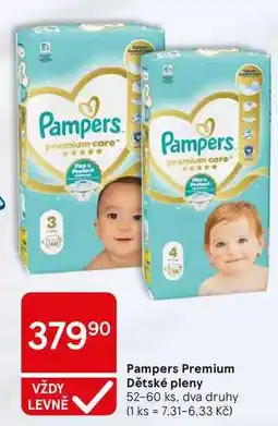 Tesco Pampers Premium Dětské pleny, 52-60 ks, dva druhy nabídka
