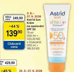 Tesco Astrid Sun Krém na opalování SPF 50 nabídka