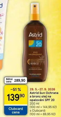 Tesco Astrid Sun Ochrana a bronz olej na opalování SPF 20 nabídka