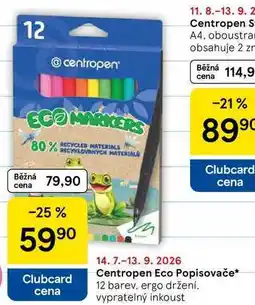 Tesco Centropen Eco Popisovače, 12 barev, ergo držení. vypratelný inkoust nabídka
