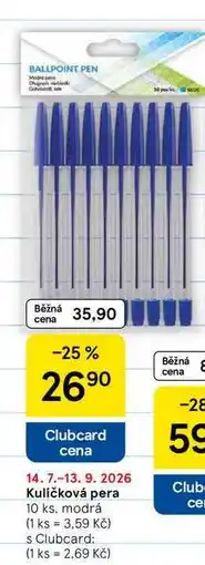 Tesco Kuličková pera 10 ks, modrá nabídka