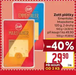 Billa Zott plátky Ementaler, Maasdame nabídka