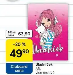 Tesco Úkolníček A5. více motivů nabídka