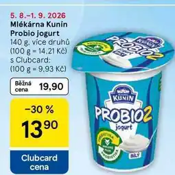 Tesco Mlékárna Kunín Probio jogurt nabídka