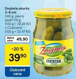 Tesco Znojmia okurky 3-6 cm, 340 g. pevný podíl 170 g nabídka