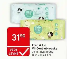 Tesco Fred & Flo Vlhčené ubrousky, 72 ks, dva druhy nabídka