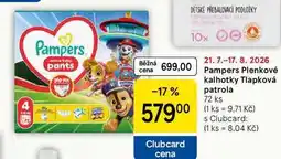 Tesco Pampers Plenkové kalhotky Tlapková patrola, 72 ks nabídka