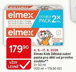 Tesco Elmex Kids Dětská zubní pasta pro děti od prvního zoubku, 2× nabídka