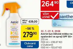 Tesco Astrid Sun Dětské mléko na opalování ve spreji SPF 50+, 270 ml nabídka