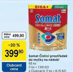 Tesco Somat Čisticí prostředek do myčky na nádobí, 65 ks nabídka