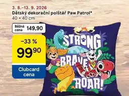 Tesco Dětský dekorační polštář Paw Patrol, 40 x 40 cm nabídka