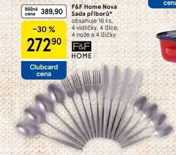 Tesco F&F Home Sada příborů, obsahuje 16 ks. 4 vidličky. 4 lžíce. 4 nože a 4 lžičky nabídka