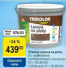 Tesco Trikolor Lazura na ploty, 5 l, voděodolná, rychleschnoucí, více barev nabídka