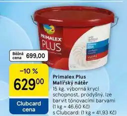 Tesco Primalex Plus Malířský nátěr, 15 kg, výborná krycí schopnost, prodyšný nabídka