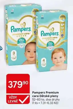 Tesco Pampers Premium care Dětské pleny, 52-60 ks, dva druhy nabídka
