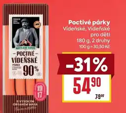 Billa Poctivé párky nabídka