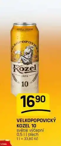 Flop VELKOPOPOVICKÝ KOZEL 10 světlé výčepní 0,5l| plech nabídka