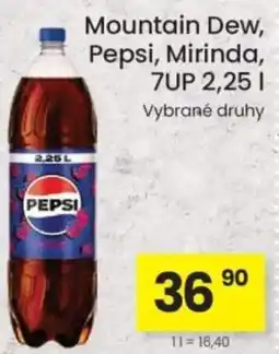 Kubík potraviny Mountain Dew, Pepsi, Mirinda, 7UP nabídka