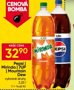 Hruška Pepsi | Mirinda | 7UP | Mountain Dew nabídka