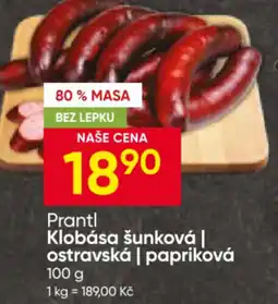 Hruška Prantl Klobása šunková | ostravská | papriková nabídka