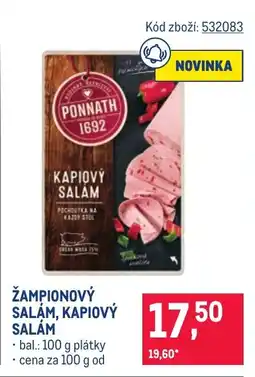 Makro Žampionový salam, kapiový salam nabídka
