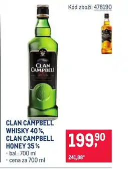 Makro Clan Campbell whisky 40%, Clan Campbell honey 35% nabídka
