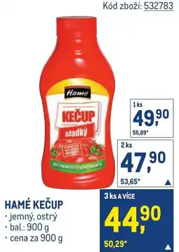 Makro Hamé kečup nabídka