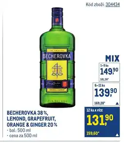 Makro Becherovka 38%, lemond, grapefruit, orange & ginger 20% nabídka