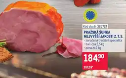 Makro Pražská šunka nejvyšší jakosti Z. T. S. nabídka