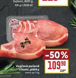 Billa Vepřová pečeně s kostí, plátky cena za nabídka