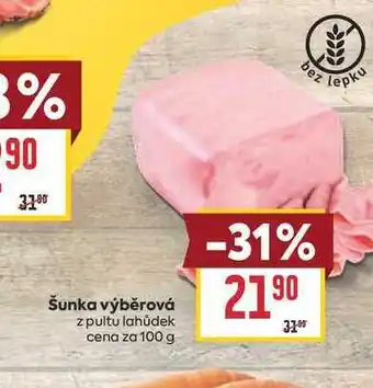 Billa Šunka výběrová z pultu lahůdek cena za nabídka