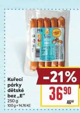 Billa Kuřecí párky dětské bez,,E nabídka