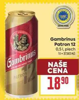 Billa Gambrinus Patron 12 0,51, plech nabídka