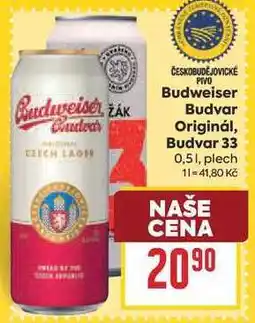 Billa Budweiser Budvar Originál, Budvar 33 0,51, plech nabídka