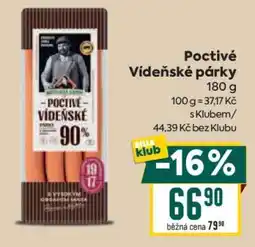 Billa Poctivé vídeňské párky nabídka